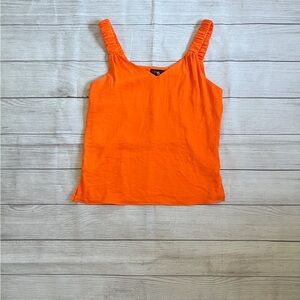 1. State Orange Sleeveless Ruched Strap Cami Top